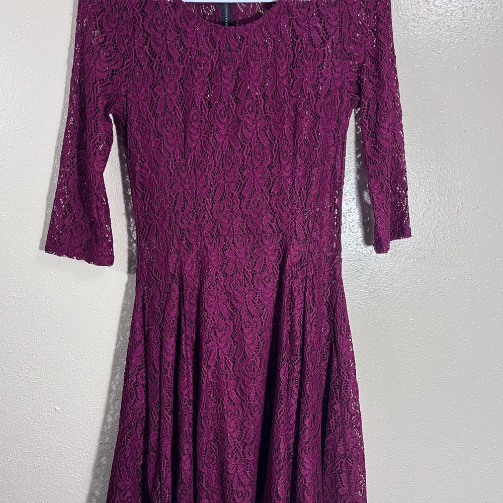 Elegant Lace Dress in Deep Purple